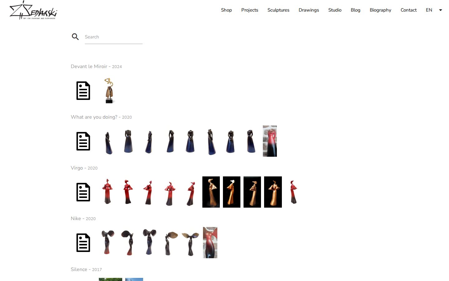 Screenshot of Sedlarski Art — Sculptures